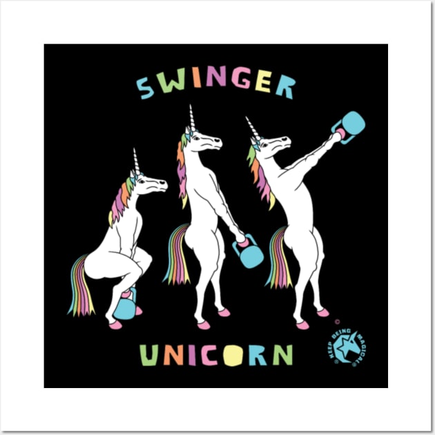 Kettlebell Swinger Unicorn Outline Wall Art by Xizin Gao